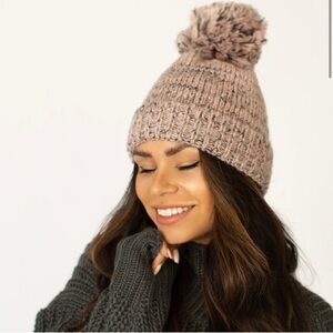Joyfolie Heathered Blush Pom Winter Beanie